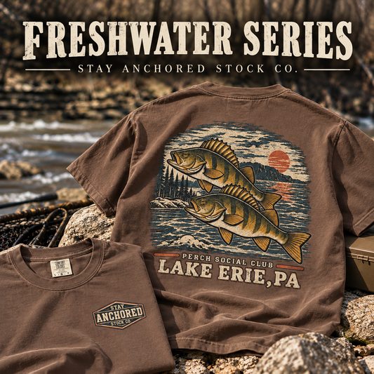 Lake Erie Perch Social Club Tee | Vintage Fishing Graphic Shirt | Stay Anchored Stock Co.