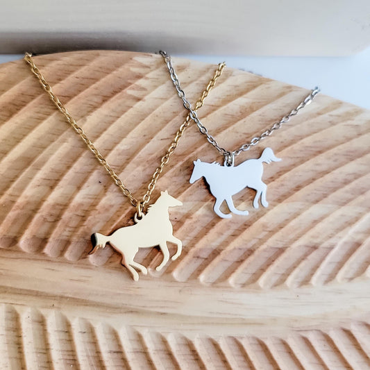 Horse Pendant Necklace, Monarch Pine metal blank #109