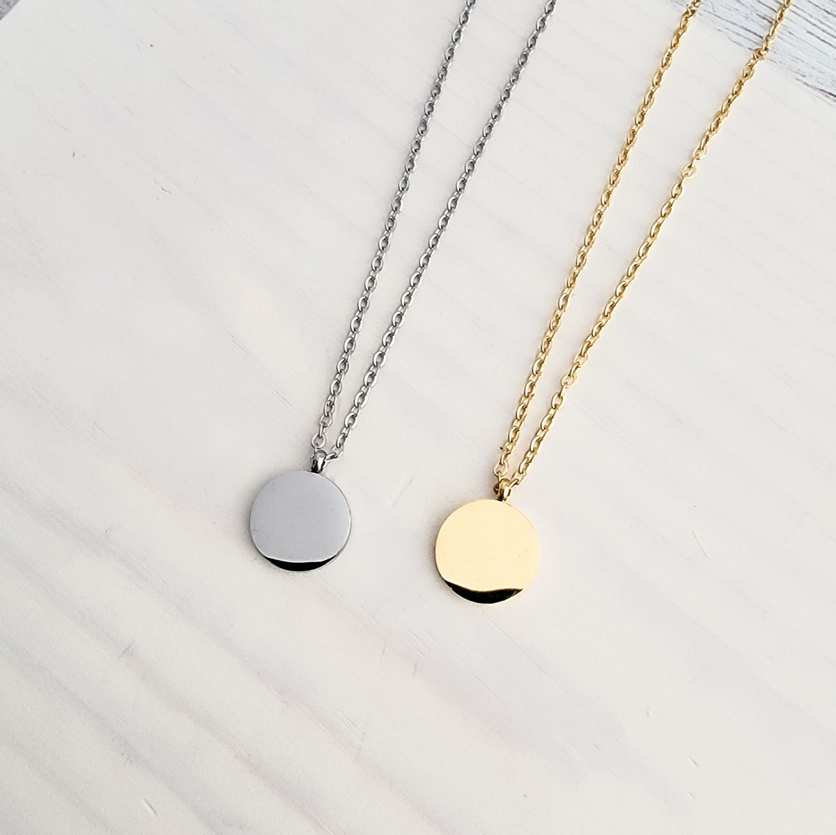 Petite Disc Necklace, Monarch Pine metal blank #21